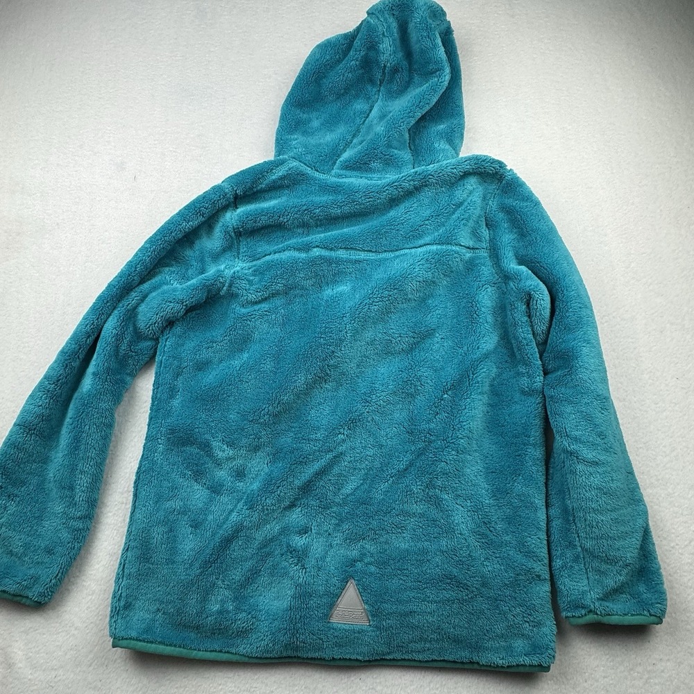 LL BEAN Kids L 14-16 Hi-Pile Fleece‎ Blue Full Zip Hooded Fleece Jacket Large - Picture 2 of 10